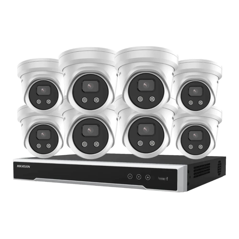 Hikvision 8 x 6MP Cameras Kit: 8 AcuSense Turret Cameras + 8 Channel 8K NVR Security Camera System